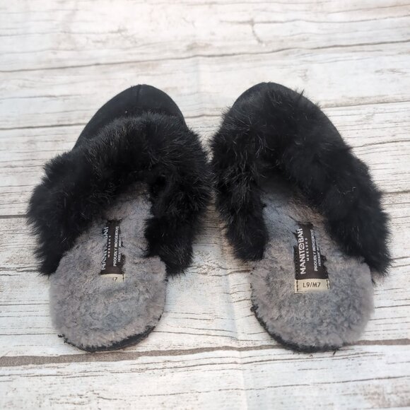 Manitobah Mukluks Metis Scruff Black Slipper House Shoe Women Size 9 Men Size 7 - Picture 2 of 5
